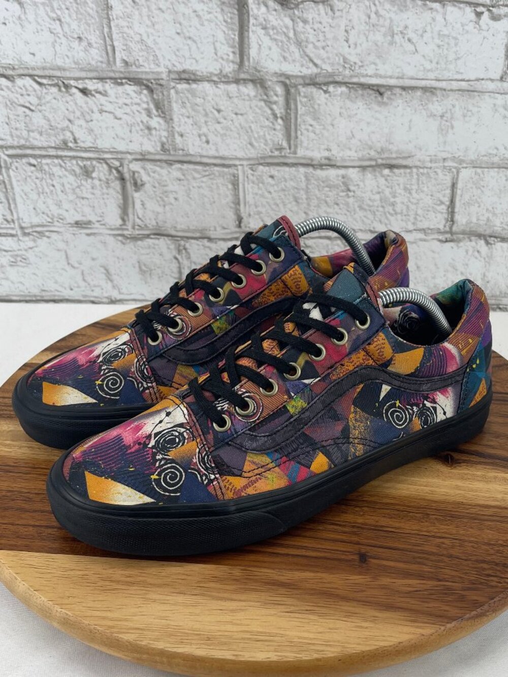 Vans Old Skool Mens Sz. 11 Black/Multicolor Abstract Art Print Canvas Shoes
